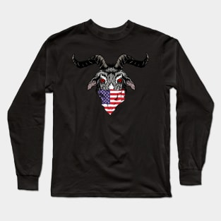 American Flag Bandana Goat Long Sleeve T-Shirt